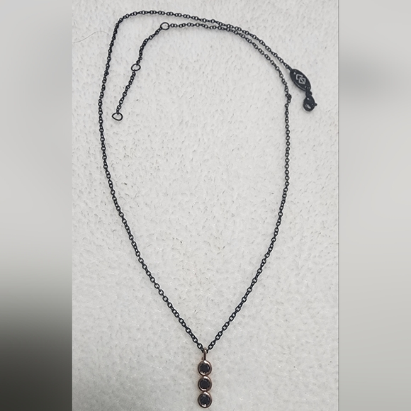 Kay, Bezel-Set Black Diamond, Rose Gold Drop Earrings & Necklace Set - Picture 4 of 8